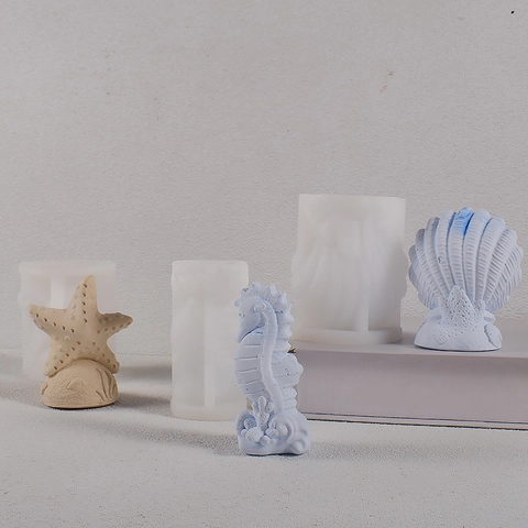 Moule En Silicone Étoile De Mer Hippocampe Coquillage Pour Bougie Parfumée Bricolage Résine Plâtre Ornement