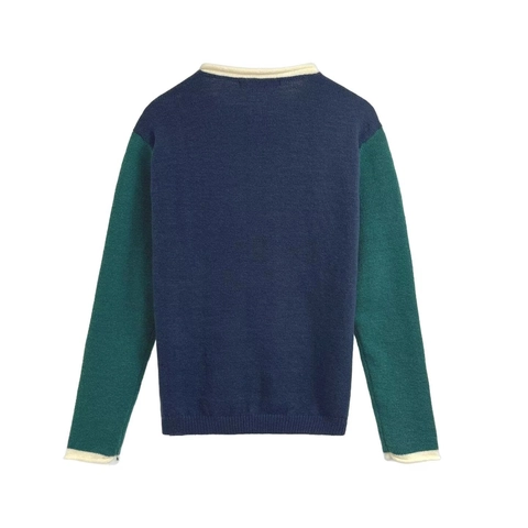 Maglione In Maglia Da Donna Blocchi Di Colore Manica Lunga Girocollo Elegante Casual Finiture A Contrasto Top