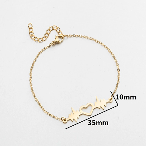 Bracciale Battito Cardiaco ECG In Acciaio Inossidabile Con Ciondolo A Cuore Gioielli Minimalisti Alla Moda Per Donna