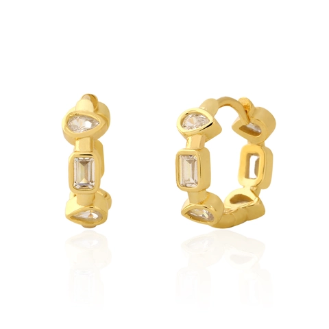 Orecchini A Cerchio In Argento Sterling 925 Zirconia Pietre Geometriche Rettangolari Pera Gioielli Donna