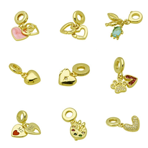 Herz Schildkröte Kralle Charms Anhänger Kupfer Vergoldet Emaille Zirkonia Schmuck Zubehör Damen Mädchen