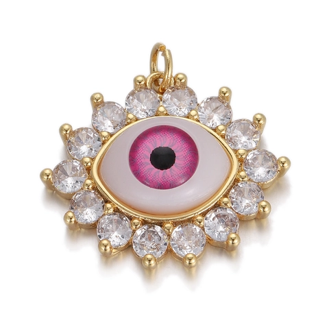 Pendentifs Oeil Mauvais Forme Oeuf Cuivre Plaqué Or Émail Zircone Pour Collier Bijoux DIY Hommes Femmes