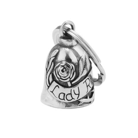 Motorcycle Bell Pendant Stainless Steel Rose Relief Lady Rider Vintage Punk Guardian Bell For Bikers