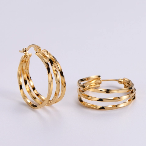 Pendientes De Aro De Espiral Retorcida Irregulares Acero Inoxidable 304 Chapado En Oro 18K Triple Capa Para Mujer