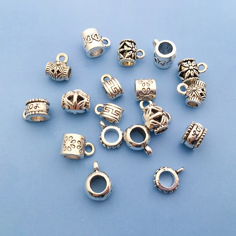 Antique Silver Zinc Alloy DIY Bracelet Necklace Connector Bails Large Hole Spacer Beads Findings For Jewelry Making Craft