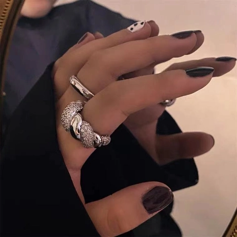 Twisted Braided Band Ring Brass 18K Gold Plated Zircon Pave Set Fashionable Luxury For Women