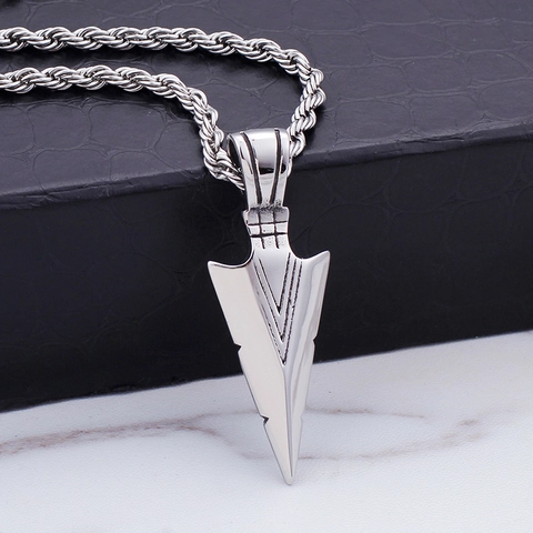 Collana Con Pendente A Punta Di Freccia Acciaio Inossidabile Punk Geometrico Catena A Fune Uomini Donne Gioielli Regalo