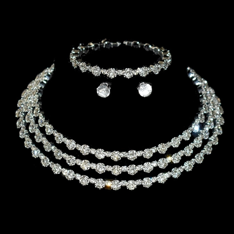 Rhinestone Jewelry Necklace Earrings And Bracelet Elegant Alloy Claw Chain Multi Layer Wedding Evening Party For Women