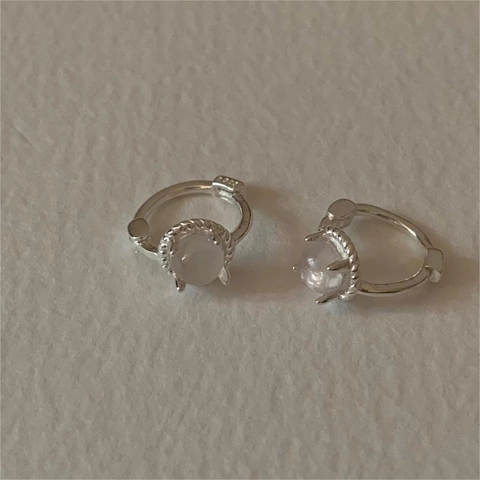 Orecchini A Cerchio In Argento Sterling 925 Pietra Occhio Di Gatto Minimalista Stile Coreano Tondo Geometrico Donna