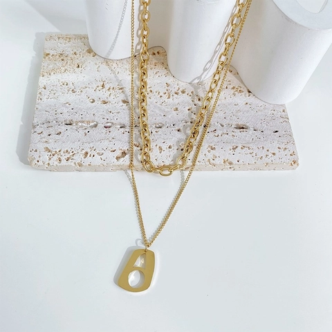 Collar De Capas De Acero Inoxidable Colgante Geométrico Hueco Hip Hop Streetwear Joyería Minimalista
