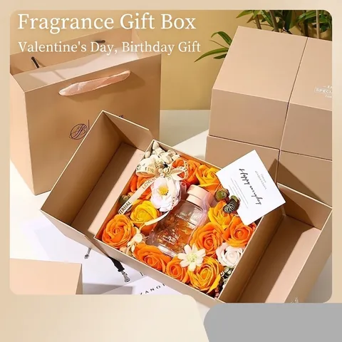 Zeep Roos Kunstbloem Aromatherapie Huisgeur Cadeauset Met Doos Handtas Kaart Romantisch Valentijnscadeau