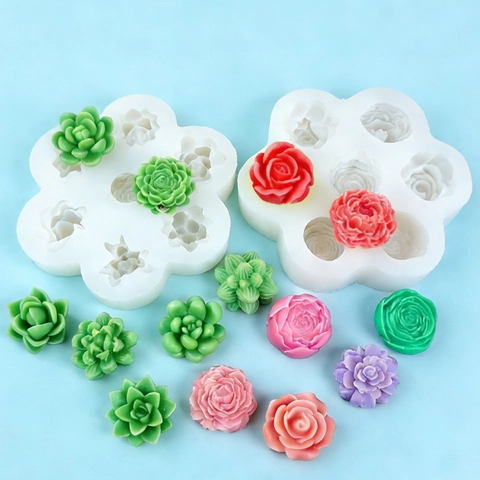 3D Blume Sukkulente Silikonform Für Aromatherapie Kerze Seife Harz DIY Rose Pfingstrose Realistische Florale Flexibel Handwerk