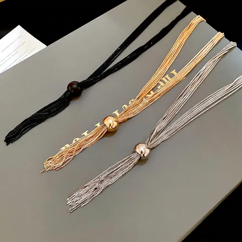 Collier À Pampilles En Chaîne Alliage Multi Couches Avec Pendentif Boule Métal Poli Pour Femmes Mode Minimaliste Collier En Y