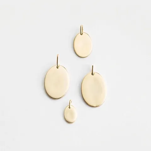 Minimalist Stainless Steel Oval Pendant Charms For DIY Jewelry Making Gold Silver Polished Smooth Blank Metal Tags