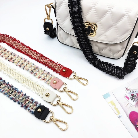 Vintage Gewebter Taschenriemen Ersatz Für Damen Umhängetasche Schultergurt Mit Goldener Legierungsschließe Bestickt Breiter Gurt