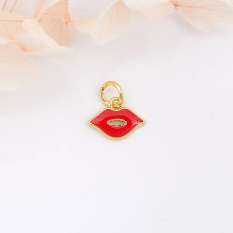 Lippenform Kupfer Emaille Charms 18K Echtgold Vergoldet Mini Anhänger Für DIY Halskette Armband Herstellung Schmuckzubehör