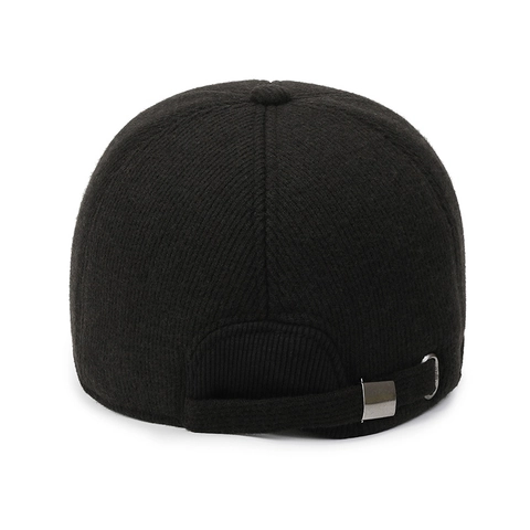 Men Winter Baseball Cap With Ear Protection Thickened Warm Woolen Like Fabric Peaked Hat Solid Color Outdoor