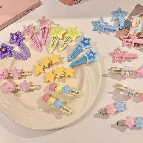 Y2K Carine Mollette Per Capelli Dopamina Per Ragazze Donne Resina Stella Cuore Forme Di Animali Fermagli Colorati Antiscivolo