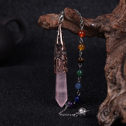 Collar Con Colgante De Pilar Hexagonal De Piedra Natural Cristal Curativo Energía Chakra Yoga Joyería Mujeres Gorra Aleación