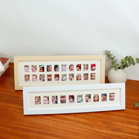 Multi Aperture Photo Frame MDF Wood Kids Growth Record ID Picture Display Modern Wall Tabletop Decor