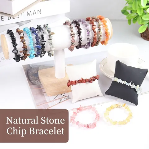Pulsera De Chips De Piedra De Cristal Natural Gema Irregular Joyería Elástica Hecha A Mano Bohemia Curación Reiki