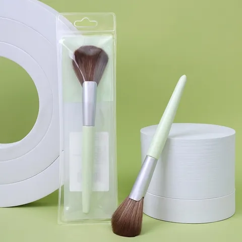 Pennello Per Fard Professionale Setole In Fibra Sintetica Morbida Manico In Legno Strumento Per Trucco Verde Chiaro