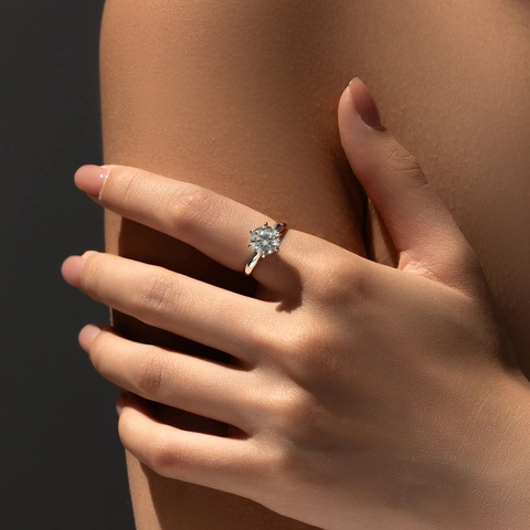 Moissanite Ring 925 Sterling Silver Round Brilliant Cut D Color VVS1 Luxury Engagement Wedding Finger Jewelry For Women