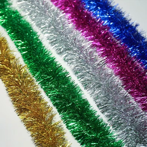 Ghirlanda Di Tinsel Di Natale Plastica Metallica Lucida Soffice Per Matrimonio Festa Decorazione Festiva Casa