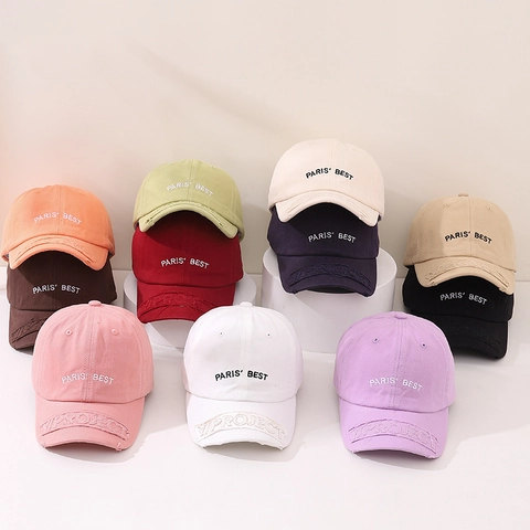Kids Baseball Cap Distressed Cotton Embroidered Letter Sun Hat For Boys And Girls Casual Style