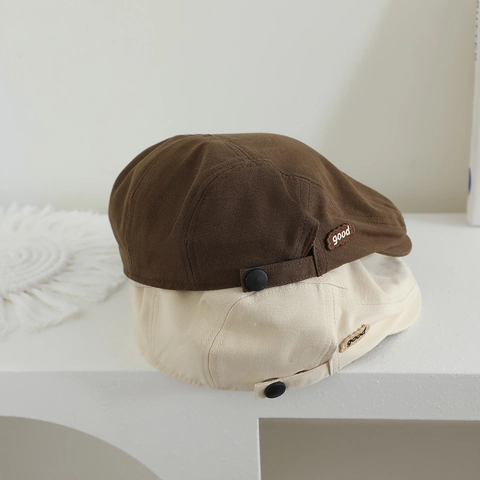 Gorra De Vendedor De Periódicos Para Niños Algodón Lona Boina Estilo Coreano Ajustable Sombrero De Artista Para Niños Niñas Vintage Color Sólido