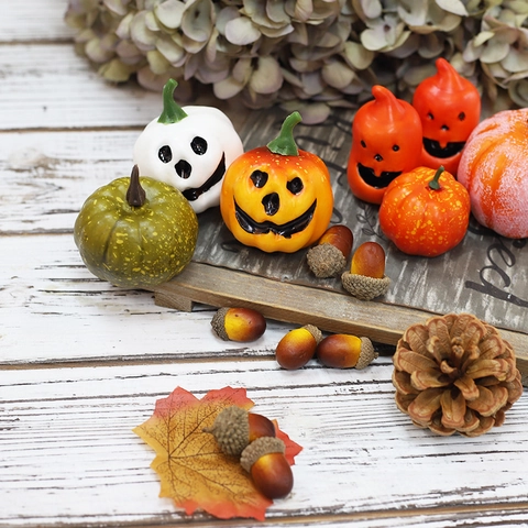 Zucche Artificiali Schiuma Pigne Foglie Acero Halloween Autunno Ringraziamento Decorazioni Ornamenti