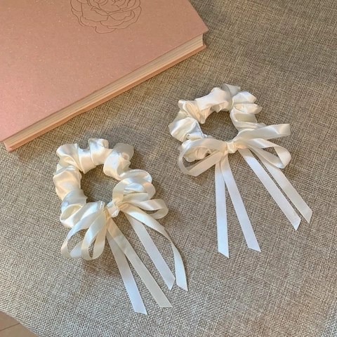 Eleganter Satin Haargummi Mit Schleife Französischer Retro Stil Langer Streamer Haarschmuck Für Damen Mädchen