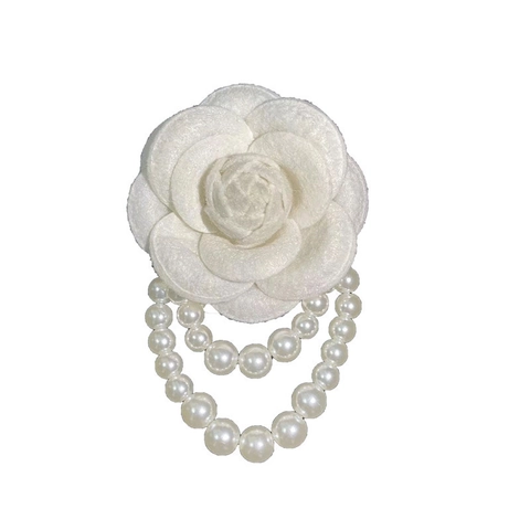 Elegante Spilla a Fiore in Tessuto di Camelia e Bracciale di Perle Artificiali Gioielli a Doppio Uso Accessorio Floreale per Donna Regalo Festa
