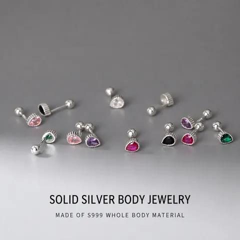 Boucles d'oreilles Clous Goutte d'eau en Argent Fin S999 Strass Fermoir à Vis Petites Boucles d'oreilles Minimalistes Femme Bijoux