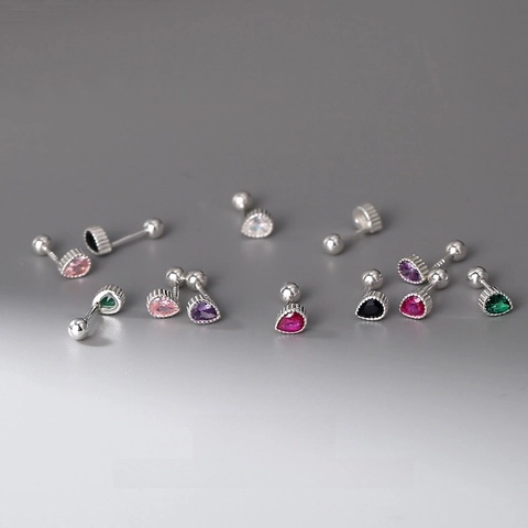 S999 Feinsilber Wassertropfen Ohrstecker Strass Schraubverschluss Kleine Minimalistische Ohrringe Für Damen Schmuck