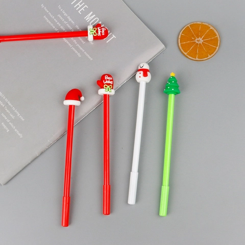Stylos Gel Dessin Animé Noël Bonhomme De Neige Sapin Chapeau Gant Silicone Plastique Cadeau Fête Fournitures Bureau