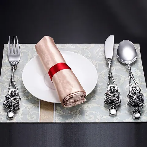 Set Di Posate In Acciaio Inossidabile Teschio Gotico Scheletro Forchetta Cucchiaio Coltello Halloween