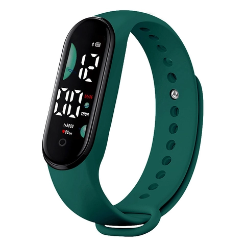 Digital Sports Watch LED Touch Screen Waterproof Heart Rate Pedometer Smart Fitness Band Silicone Strap Outdoor Universal