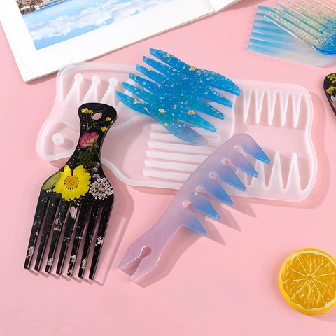 DIY Hair Comb Silicone Mold For Epoxy Resin Casting Handmade Afro Pick Fork Comb Hair Styling Tool Craft Supplies