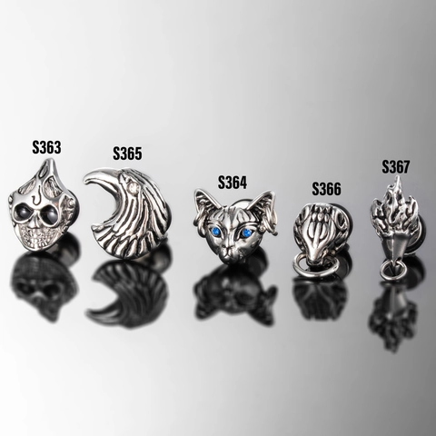 Vintage Gothische Roestvrijstalen Oorknopjes Punk Schedel Arend Kat Dierenkop Hip Hop Sieraden Voor Heren Dames