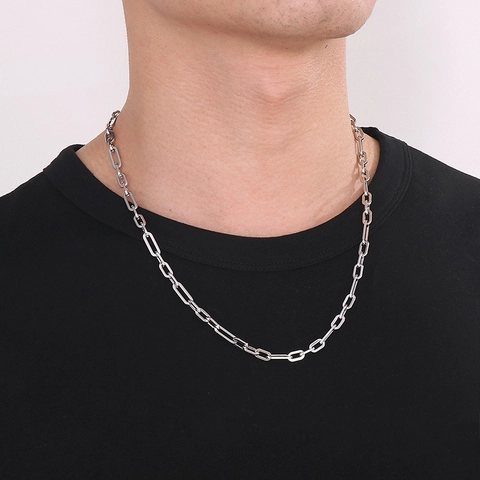 Collana A Catena In Acciaio Inossidabile Da Uomo Stile Hip Hop Ins Maglie Rettangolari Gioielli In Acciaio Al Titanio
