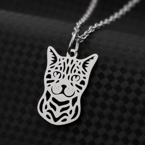 Hollow Cat Head Anhänger Halskette Titan Edelstahl Laser Geschnitten Tier Schmuck Für Frauen Männer