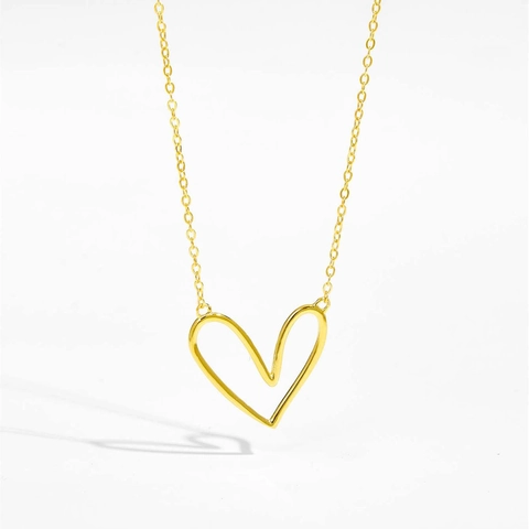 Collier Pendentif Coeur Évidé En Argent Sterling 925 Minimaliste Chaîne Réglable Bijoux Pour Femmes Style Rétro