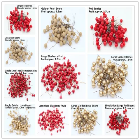 Artificial Berries Stems Foam Holly Berry For Christmas Tree Decoration Wreath DIY Home Wedding Ornament