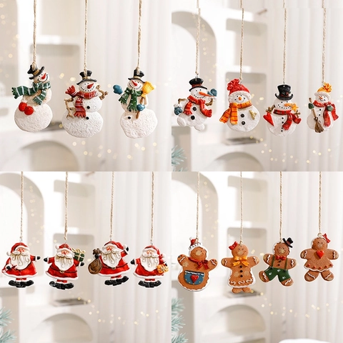Addobbi Natalizi Appesi Resina Omino Pan Zenzero Babbo Natale Pupazzo Neve Decorazione Albero
