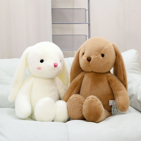 Cute Plush Rabbit Long Ear Bunny Doll Soft Stuffed Animal Toy Polyester PP Cotton Filling Birthday Gift For Kids Home Decor