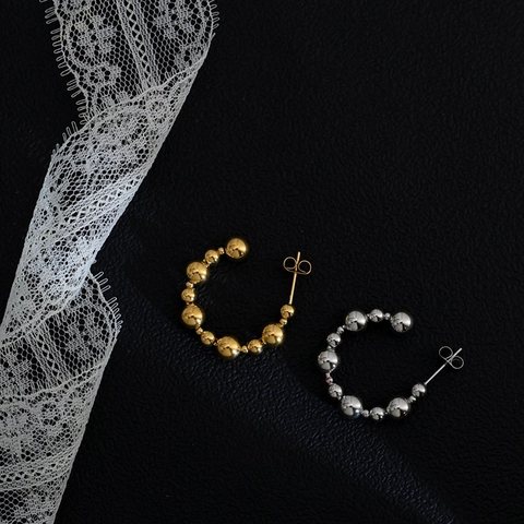 Minimalistisch Edelstahl Perle C-Förmige Creolen Für Damen Modeschmuck Gold Silber Plattiert Kugel Ohrstecker Geschenk