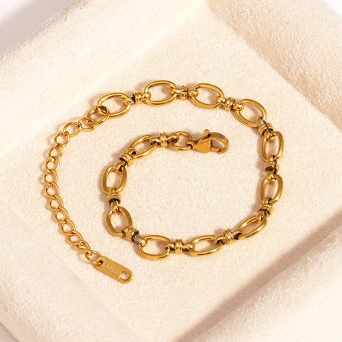 Bracciale Di Moda Placcato Oro 18K Acciaio Inossidabile Catena Sottile Minimalista Design Cavo Per Donne Ragazze Gioielli