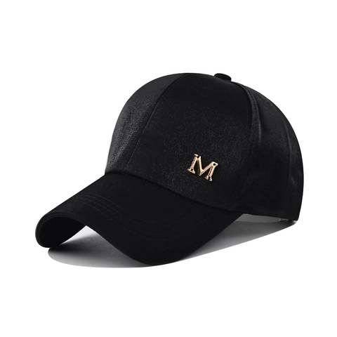 Cappello Da Baseball In Cotone Mercerizzato Satinato Regolabile Lettera M In Metallo Dorato Cappello Da Sole Moda Per Uomini Donne