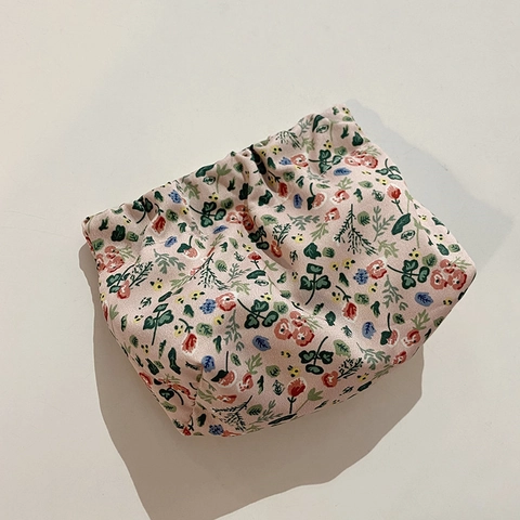 Mini Coin Purse Vintage Floral Canvas Fabric Portable Shrapnel Closure Small Wallet Storage Bag For Women Girls